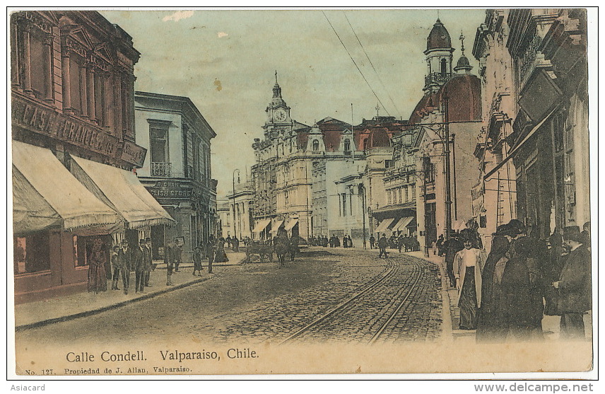 Valparaiso Calle Condell No 127 J. Allan Circulada A Francia Maritima Censure Guerre 1914 Censor Censura - Chili