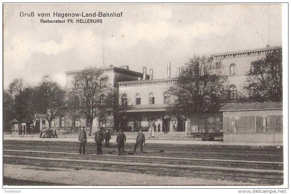 Hagenow Bahnhof Gleisseite Belebt Waggon Restaurant Fr Hellerung Bahnpost ZUG 9 29.5.1911 Gelaufen - Hagenow