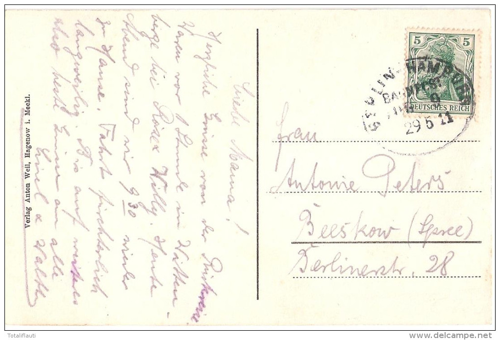 Hagenow Bahnhof Gleisseite Belebt Waggon Restaurant Fr Hellerung Bahnpost ZUG 9 29.5.1911 Gelaufen - Hagenow