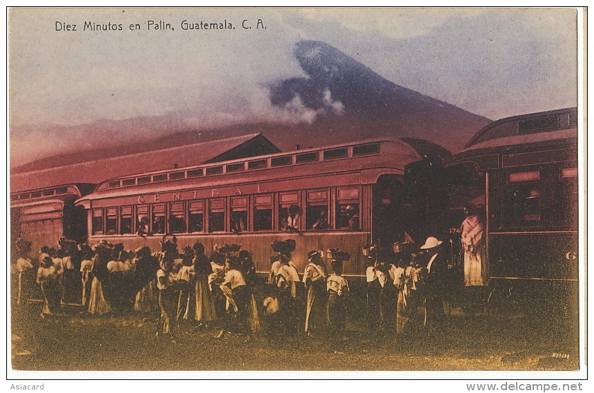 Palin Diez Minutos De Parada Estacion De Tren Guatemala Train Station Train Valdeavellano No 378 - Guatemala