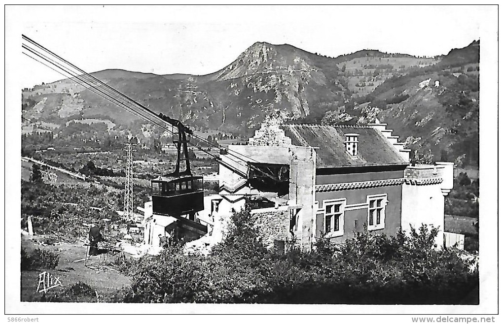 CARTE POSTALE ORIGINALE ANCIENNE : LA GARE INFERIEURE DU TELEFERIQUE DU PIBESTE ; HAUTES PYRENEES (65) . - Funiculaires