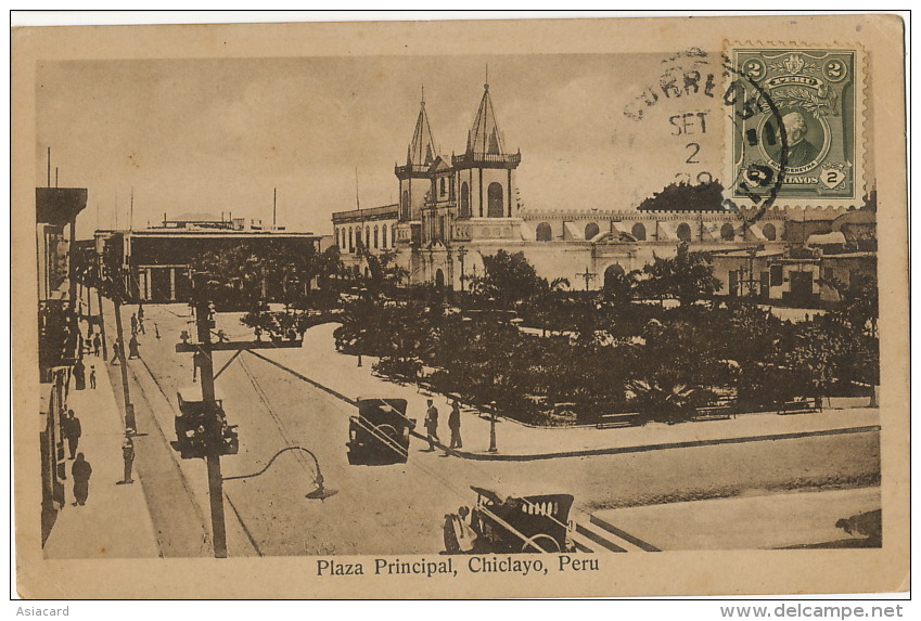 Chiclayo Plaza Principal  Circulada A Rio De Janeiro Brasil Edicion M.C. Del Castillo Postcard Club - Pérou