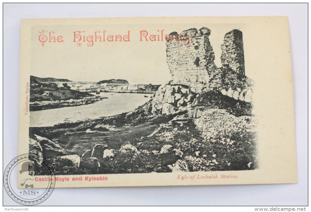 Old Scotland Postcard - Castle Moyle And Kyleakin - Kyle Of Lochalsh Station - The Highland Railway, Valentines Series - Ross & Cromarty