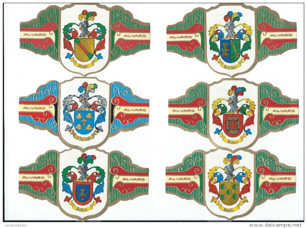 Fabrica De Tabacos/Alvaro/Cigarcanar Ia/ Colecccion Heraldica/ 6 Bagues Grand Format/ TENERIFE/Espagne/ Années 80  CIG10 - Bauchbinden (Zigarrenringe)