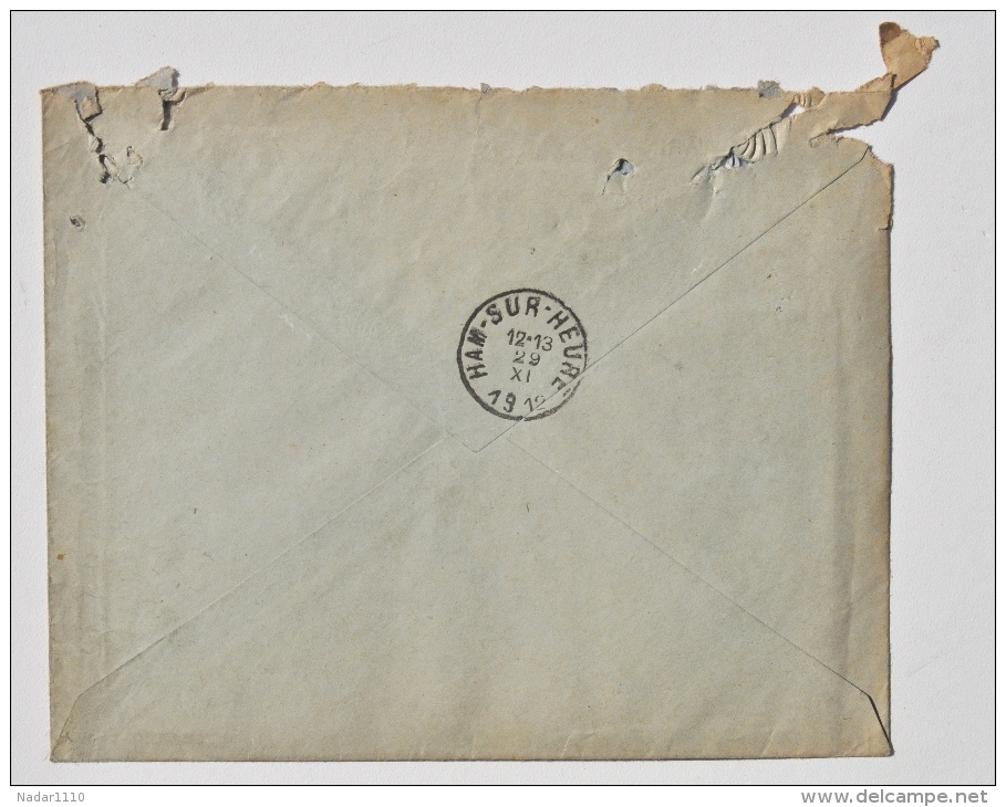 Enveloppe De M. Arthur Tartarin De MARCINELLE à M. Frère, Imprimeur, HAM-SUR-HEURE, 1912 - 1900 – 1949