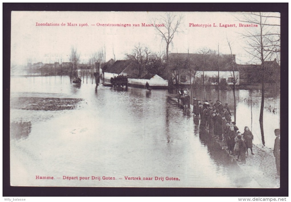 HAMME - Départ Pour Drij Goten - Inondations De Mars 1906 - Overstroomingen  // - Hamme