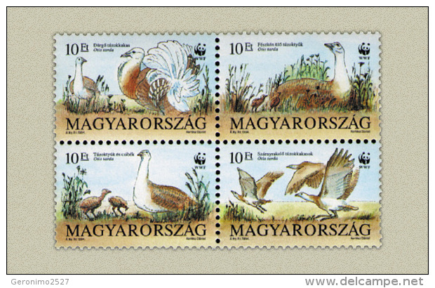 HUNGARY 1994 FAUNA Animals BIRDS WWF - Fine Set MNH - Nuovi