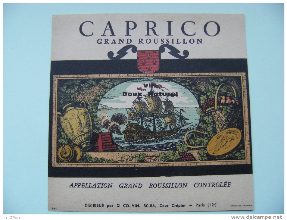 Etiquette Vin Doux - Caprico Grand Roussillon -  à Voir ! - Sailboats & Sailing Vessels
