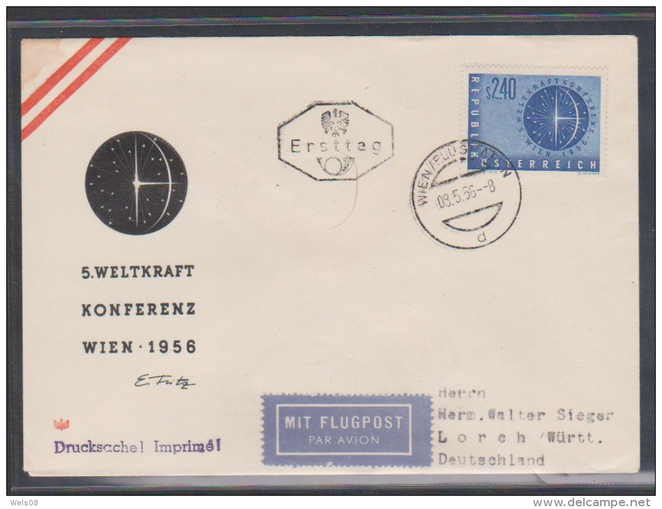 Österreich 1956: FDC/Ersttag "Weltkraftkonferenz Wien" ANK. 25,--&euro;(s. Foto/ Scan) - Briefe U. Dokumente