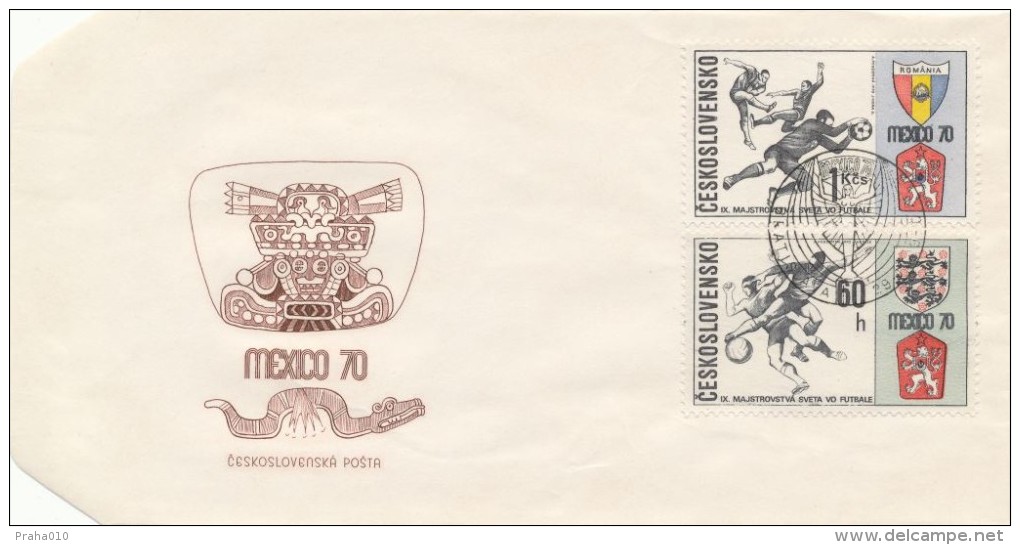 Czechoslovakia / First Day Cover (1970/19 C) Bratislava (1): IX. FIFA World Cup - Mexico 70 (1Kcs + 60h) - 1970 – Mexico