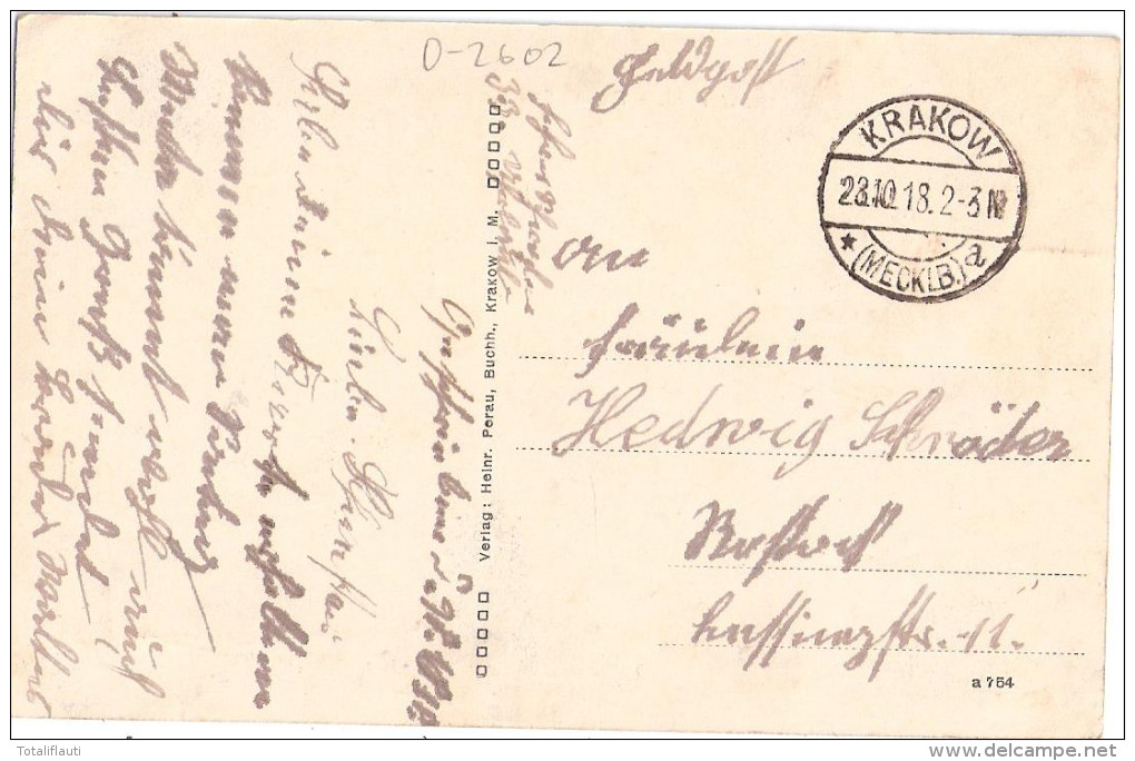 Krakow Am See Plauer Straße Belebt Emaille Werbeschild MAGGI DAPOL Emailschild Kolonialwaren Feldpost 23.10.1918 - Krakow