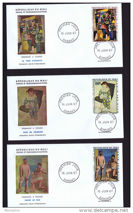 MALI  1967   Tableaux De Picasso  Poste Aérienne  -  FDC Non Adressés - Mali (1959-...)