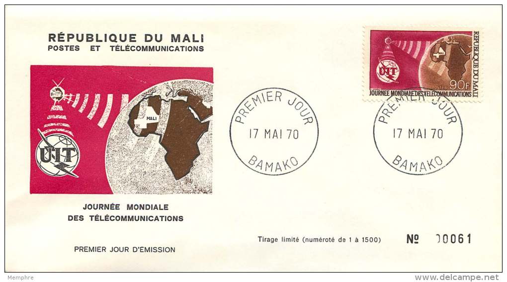 MALI  1970    Journée Mondiale Des Télécommunications  -  FDC Non Adressés - Mali (1959-...)