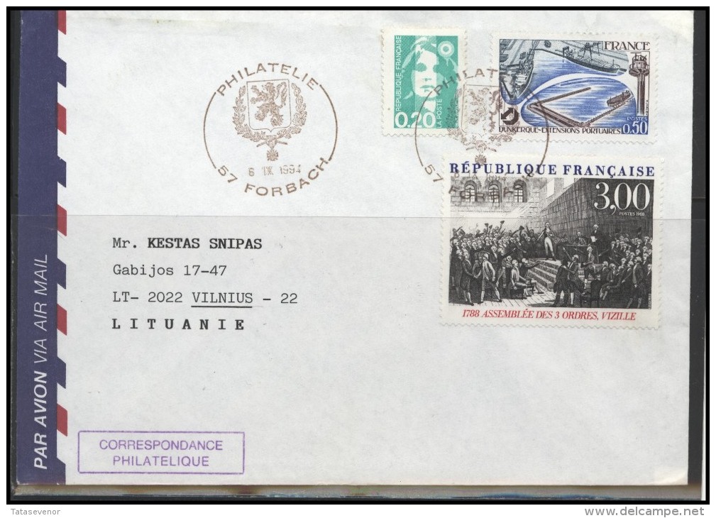 FRANCE Lettre Brief Postal History Envelope Air Mail FR 041 Ships Transportation Assembly Of Vizille Coat Of Arm - Cartas & Documentos