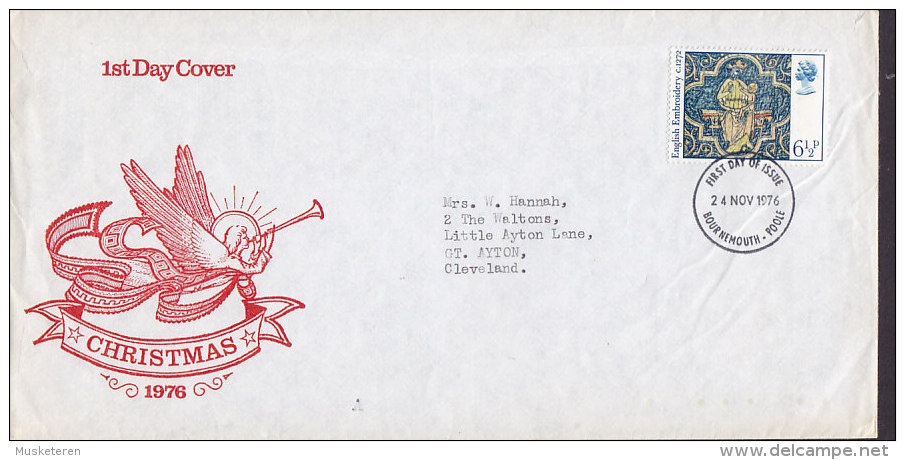 Great Britain Ersttag Brief FDC Cover 1976 Weihnachten Christmas Jul Noel Natale Navidad Angel Engel Cachet - 1971-1980 Dezimalausgaben