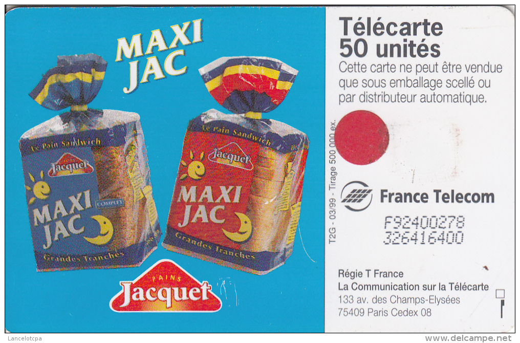 TELECARTE 50 UNITES / PAINS JACQUET - MAXI JAC - 600 Agences