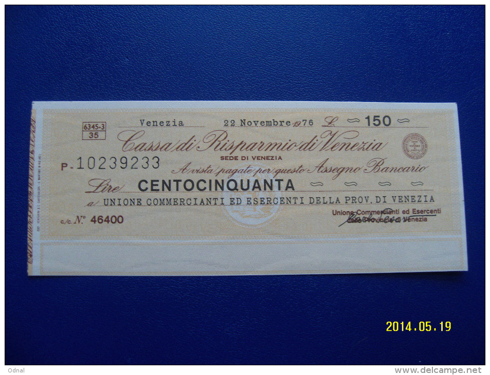 MINIASSEGNI  CASSA DI RISPARMIO DI  VENEZIA  FDS   22/NOVEMRE/1976 - [10] Checks And Mini-checks