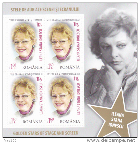 ROMANIA, 2014, GOLDEN STARS, Actor, Cinema, Famous People, Theater, Zodiac, 12 Sheets, 4 St/sheet, MNH - Nuovi