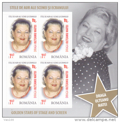 ROMANIA, 2014, GOLDEN STARS, Actor, Cinema, Famous People, Theater, Zodiac, 12 Sheets, 4 St/sheet, MNH - Unused Stamps