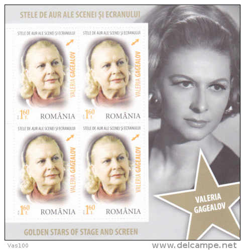 ROMANIA, 2014, GOLDEN STARS, Actor, Cinema, Famous People, Theater, Zodiac, 12 sheets, 4 st/sheet, MNH