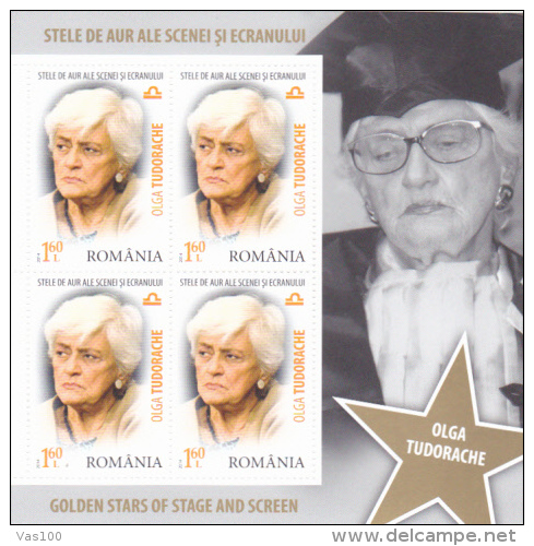 ROMANIA, 2014, GOLDEN STARS, Actor, Cinema, Famous People, Theater, Zodiac, 12 sheets, 4 st/sheet, MNH