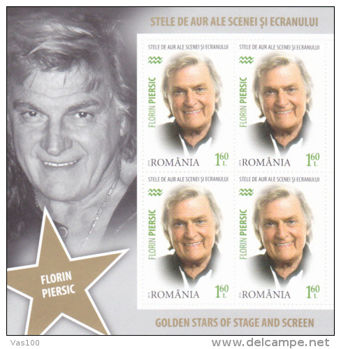 ROMANIA, 2014, GOLDEN STARS, Actor, Cinema, Famous People, Theater, Zodiac, 12 sheets, 4 st/sheet, MNH