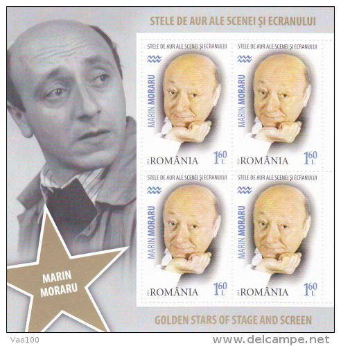 ROMANIA, 2014, GOLDEN STARS, Actor, Cinema, Famous People, Theater, Zodiac, 12 sheets, 4 st/sheet, MNH