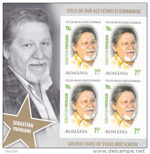 ROMANIA, 2014, GOLDEN STARS, Actor, Cinema, Famous People, Theater, Zodiac, 12 sheets, 4 st/sheet, MNH