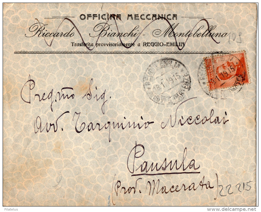 CARTOLINA POSTALE  PUBBLICITARIA -OFFICINA MECCANICA-RICCARDO  BIANCHI -REGGIO  MONTEBELLUNA (TRASFERITA PROVVISORIAMENT - Strafport Voor Mandaten