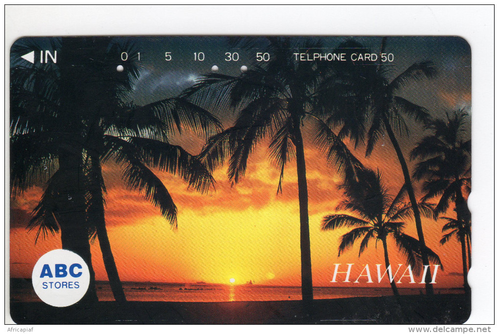 HAWAII  Télécarte Japon PALMIER COUCHER De SOLEIL - Hawaï