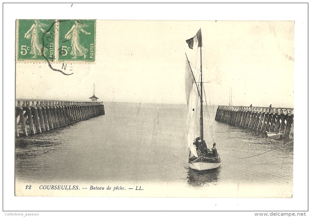 Cp, Bateaux, Courseulles (14) - Bateau De Pêche, Voyagée 1916 - Pêche