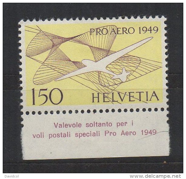N313- SWITZERLAND / SUIZA.-. 1949 . MI #: 518 . MH  - PRO-AERO . PLANE / AVIONES.  CV &euro; : 45.00 - Unused Stamps