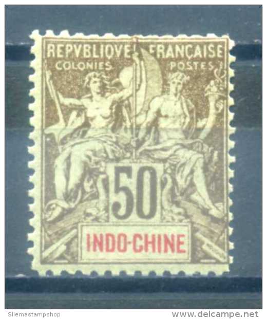 INDOCHINA - 1892 TABLET 50c BROWN ON BLUE - Ongebruikt