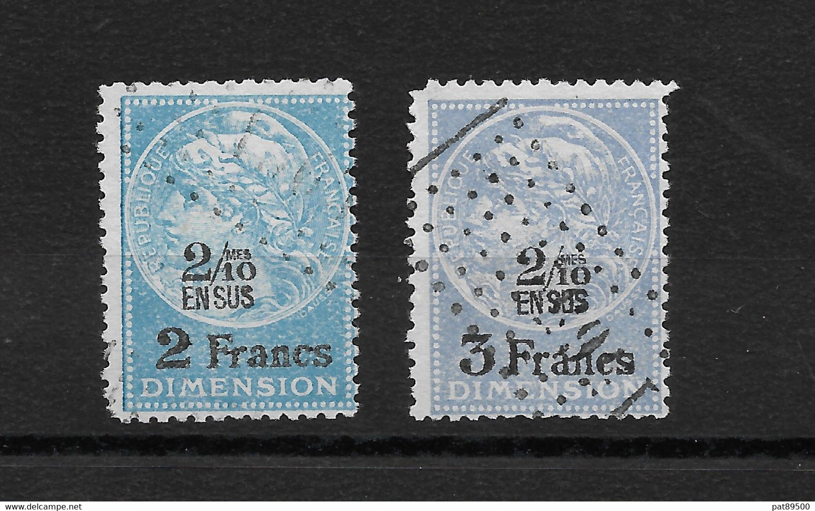 FRANCE FISCAUX / 2 Timbres De 1922 / DIMENSION 2 Frs Et 3 Frs Et 2/10 ème En Sus /YT N° 87 Et 88 - Zegels