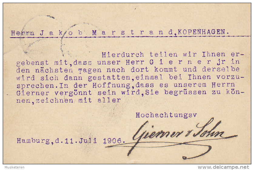 Germany Deutsches Reich Uprated Postal Stationery Ganzsache Entier Germania HAMBURG 1912 To Denmark  (2 Scans) - Briefkaarten