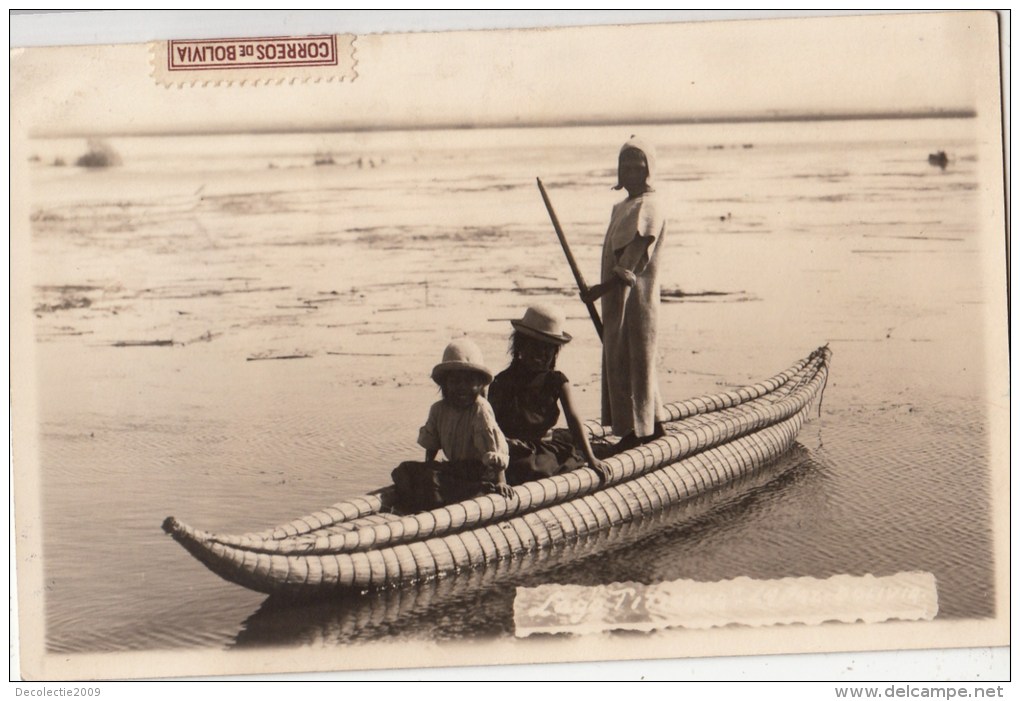 B81711 Lago Titicaca Types Folklore Boat Bolivia Front/back Image - Bolivien