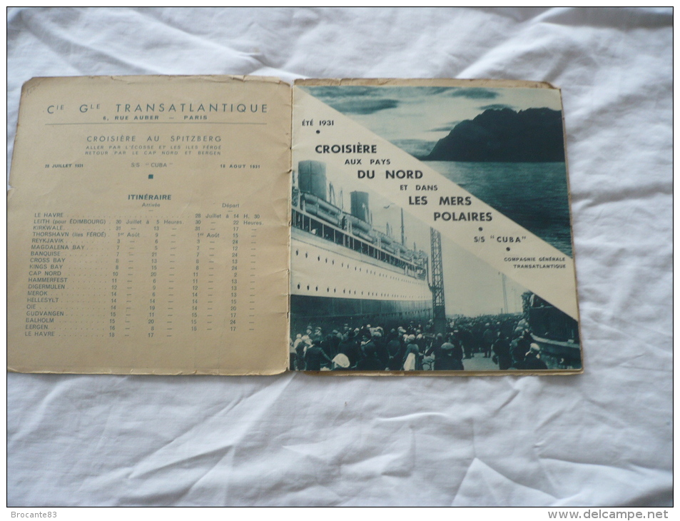 Programme De La Croisière D'été Du Paquebot Cuba 1931 - Sonstige & Ohne Zuordnung