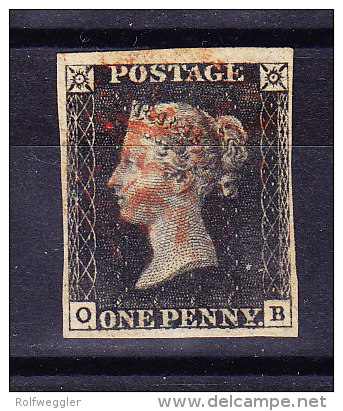 SG #1 - One Penny Black 1840 Gestempelt Platte VI Re-Entry - Usados