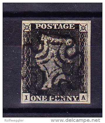 SG #1 - One Penny Black 1840 Platte 1b Sauber Zentrisch Gestempelt - Used Stamps