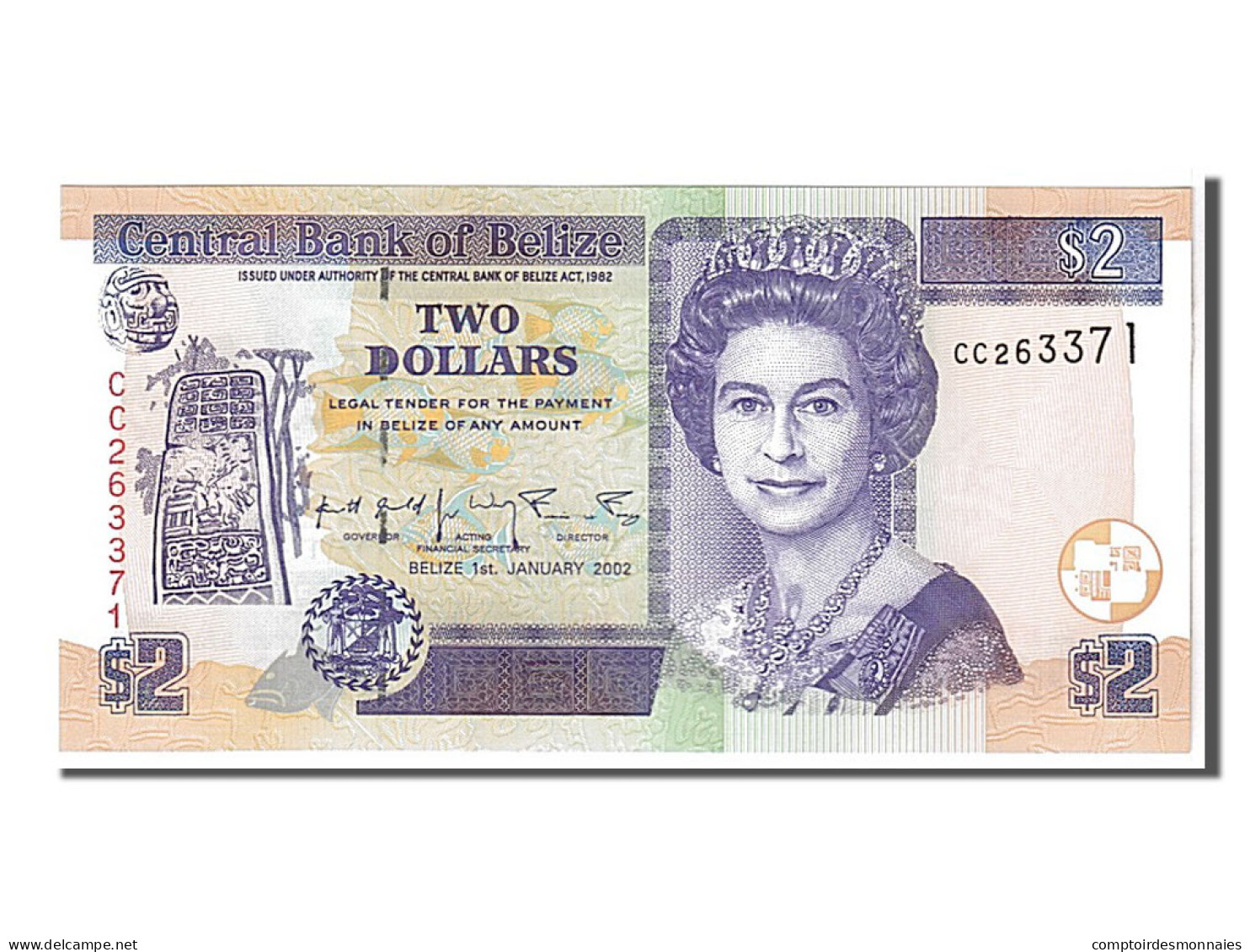 Billet, Belize, 2 Dollars, 2002, KM:60b, NEUF - Belice
