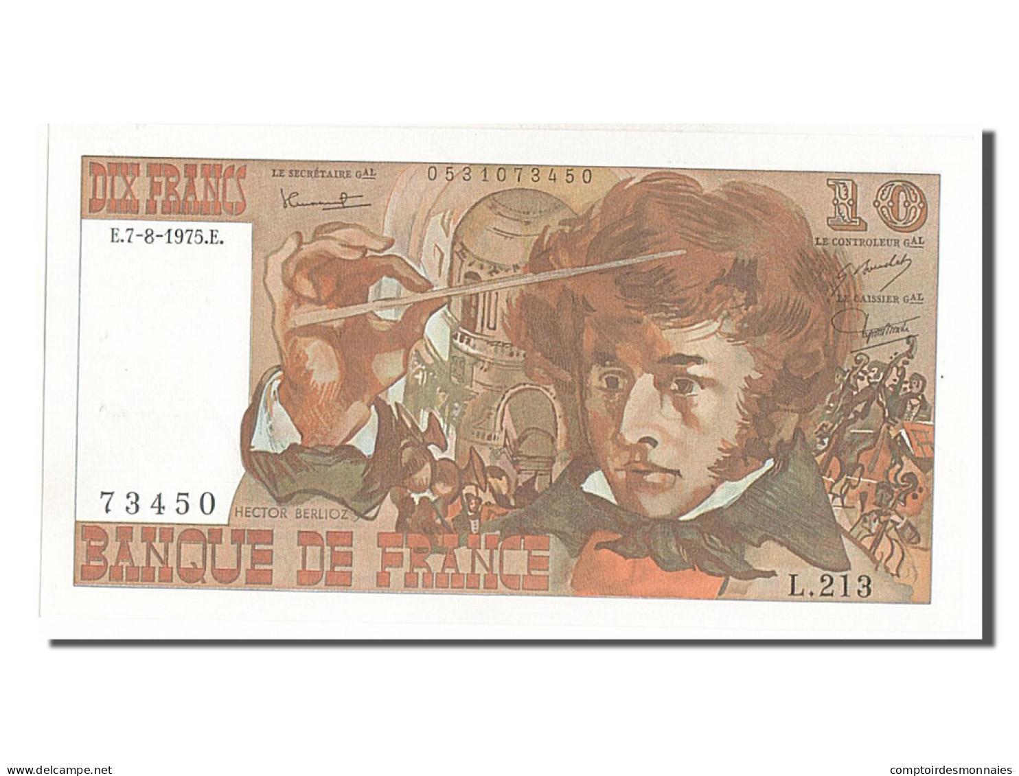 Billet, France, 10 Francs, 10 F 1972-1978 ''Berlioz'', 1975, 1975-08-07, SPL - 10 F 1972-1978 ''Berlioz''