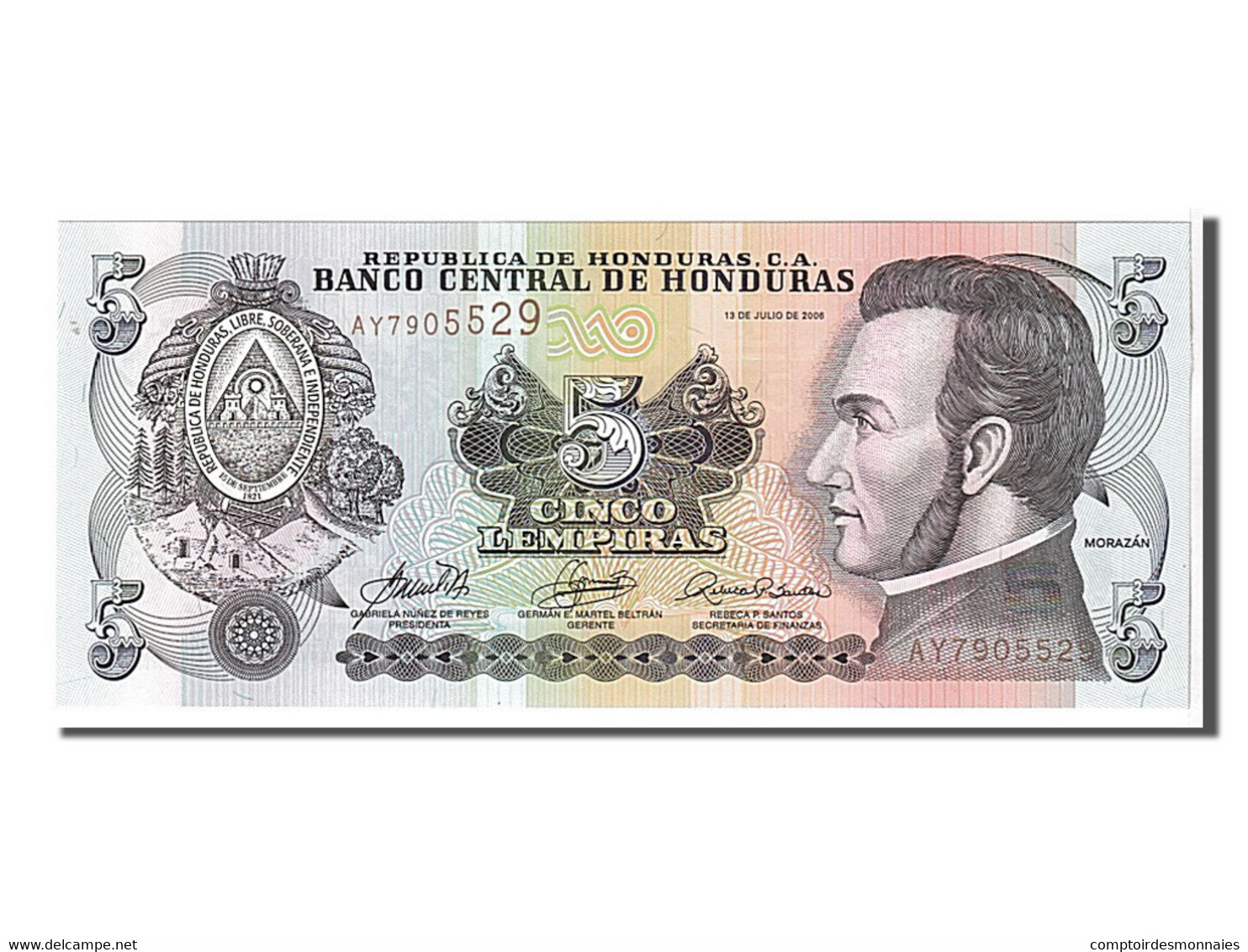Billet, Honduras, 5 Lempiras, 2006, KM:91a, NEUF - Honduras