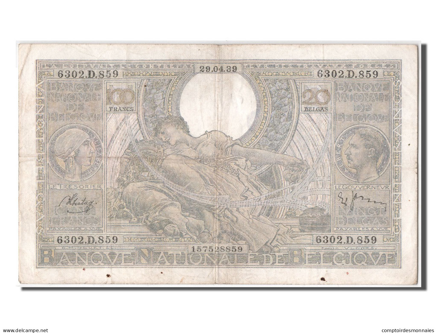 Billet, Belgique, 100 Francs-20 Belgas, 1939, 1939-04-29, TB+ - 100 Francos & 100 Francos-20 Belgas