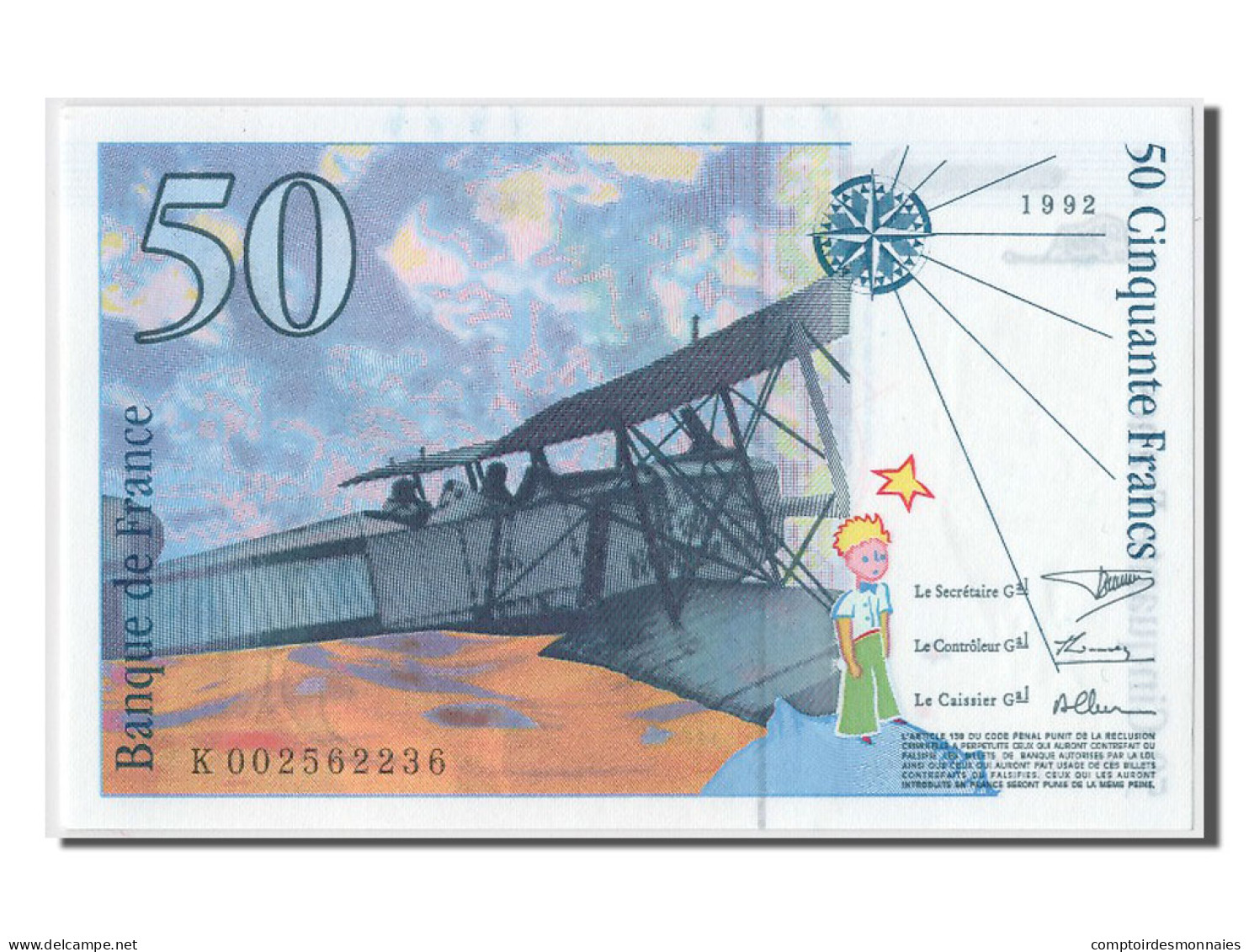 Billet, France, 50 Francs, 50 F 1992-1999 ''St Exupéry'', 1992, NEUF - 50 F 1992-1999 ''St Exupéry''