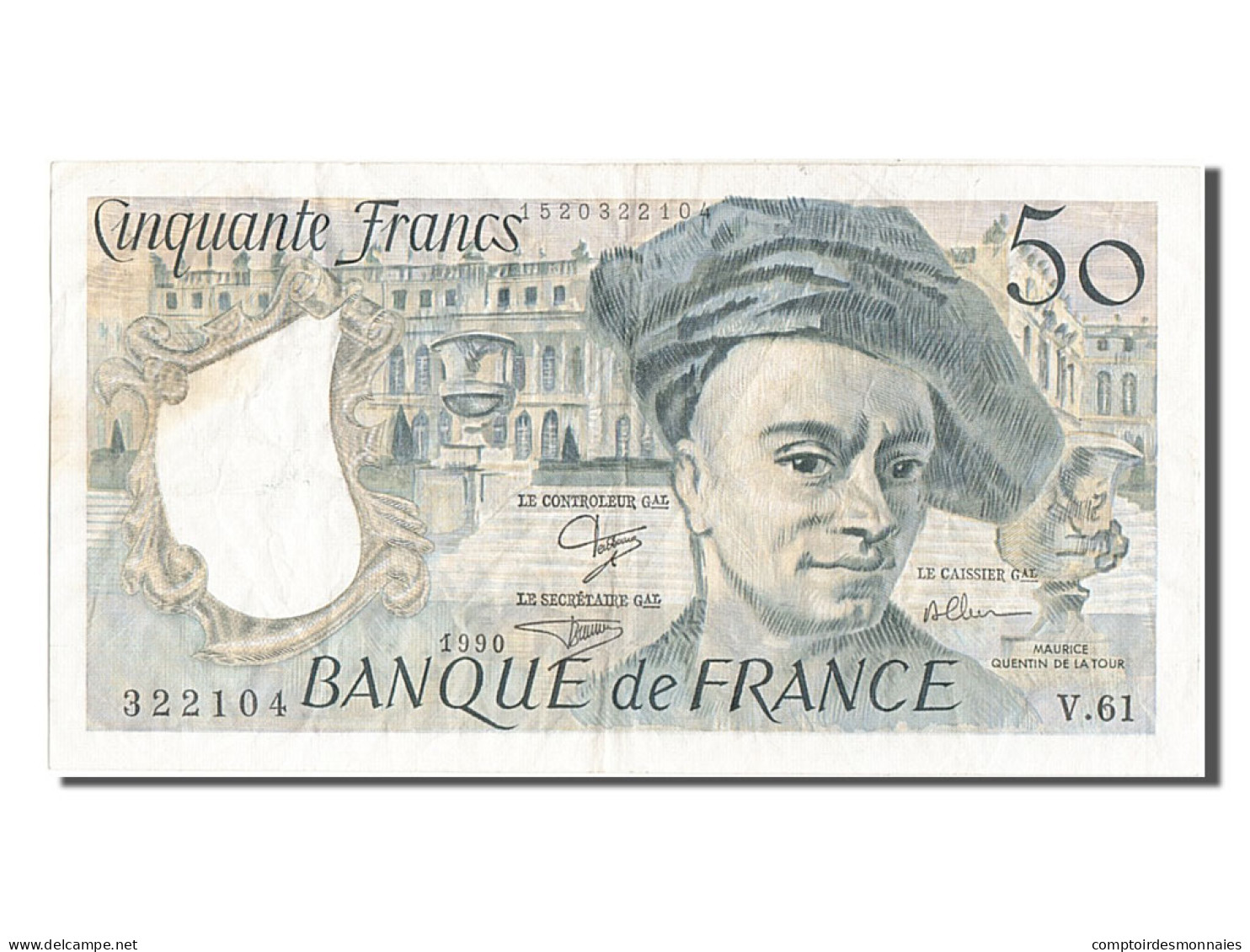 Billet, France, 50 Francs, 50 F 1976-1992 ''Quentin De La Tour'', 1990, TB+ - 50 F 1976-1992 ''Quentin De La Tour''