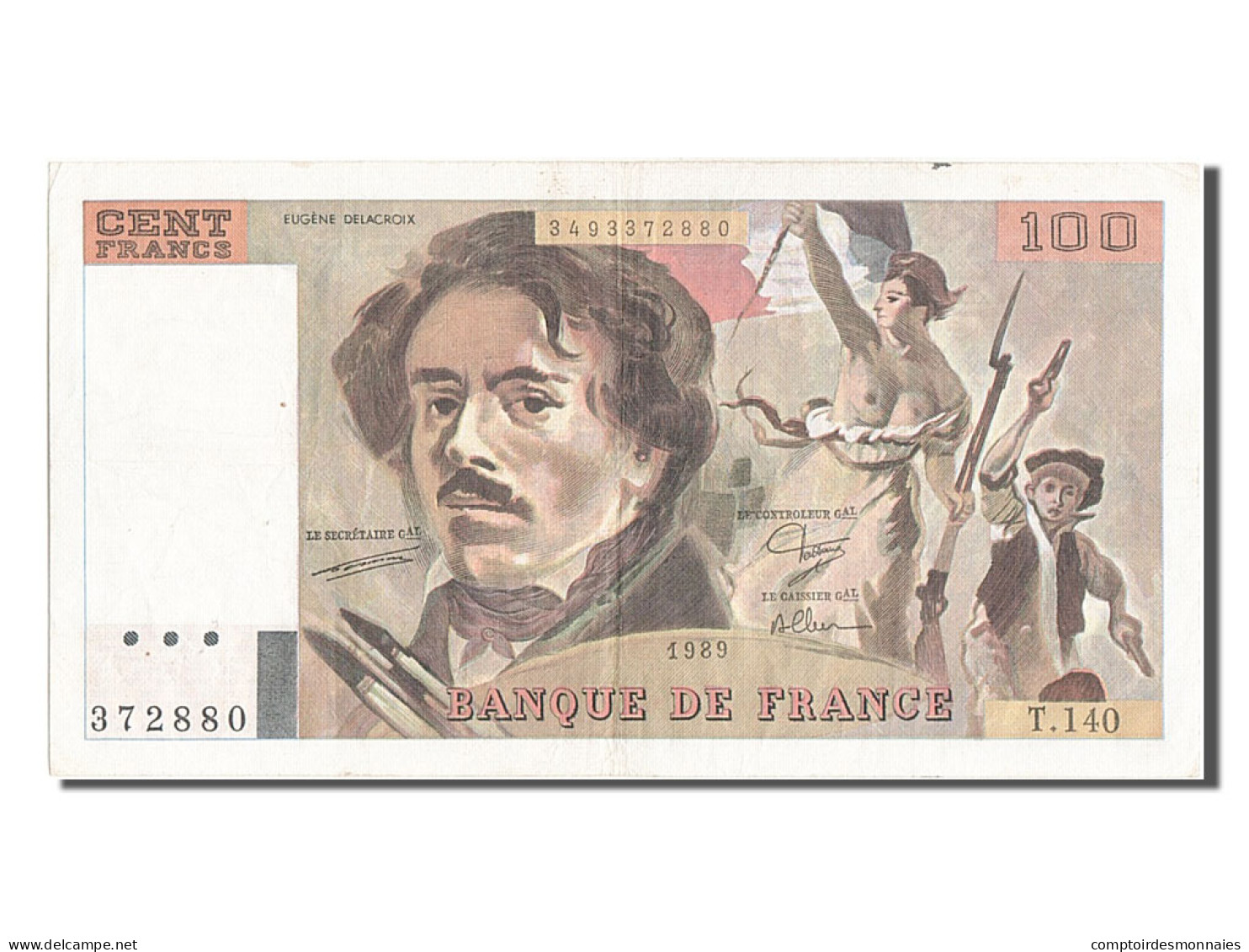 Billet, France, 100 Francs, 100 F 1978-1995 ''Delacroix'', 1989, TTB - 100 F 1978-1995 ''Delacroix''