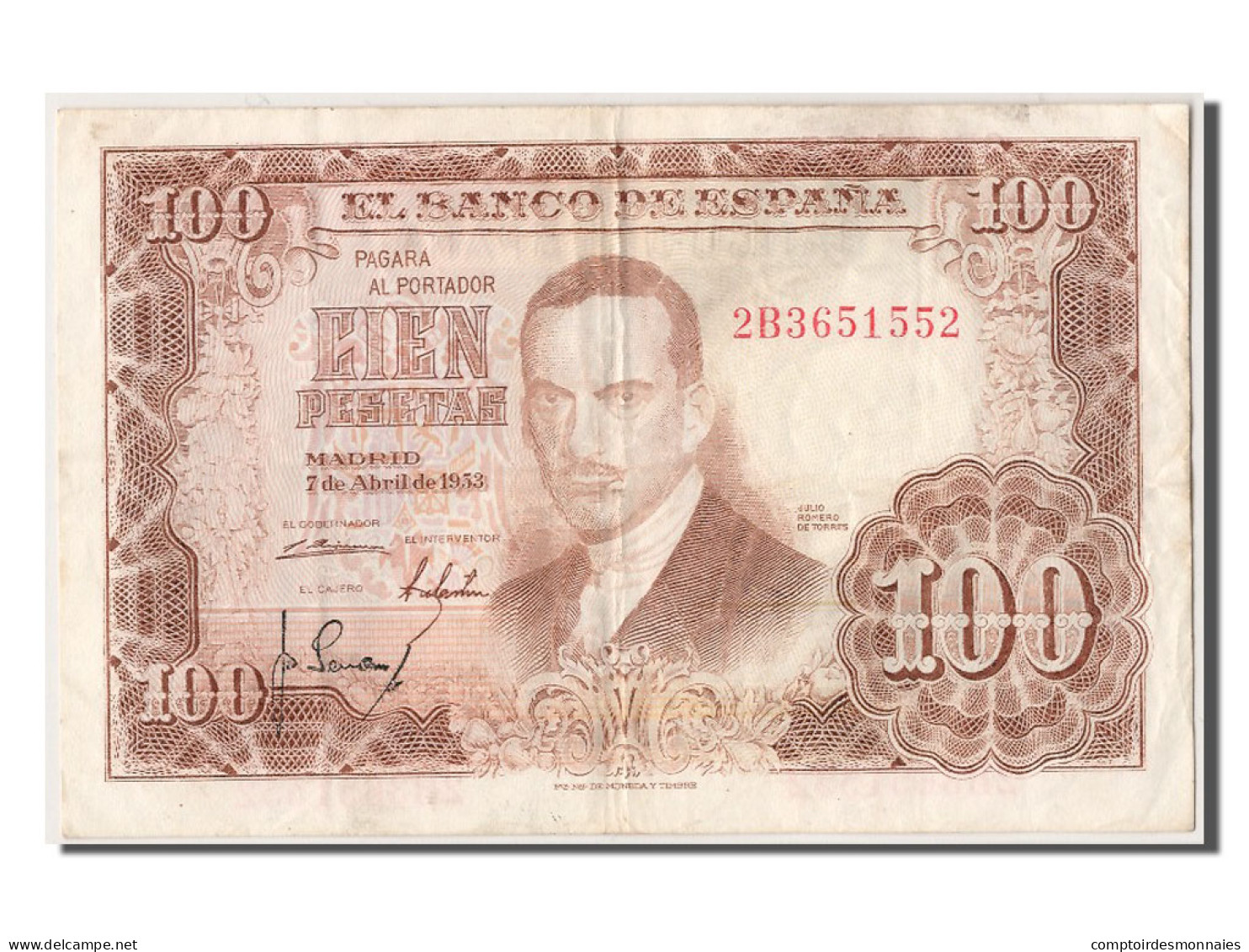 Billet, Espagne, 100 Pesetas, 1953, 1953-04-07, TTB - 100 Pesetas