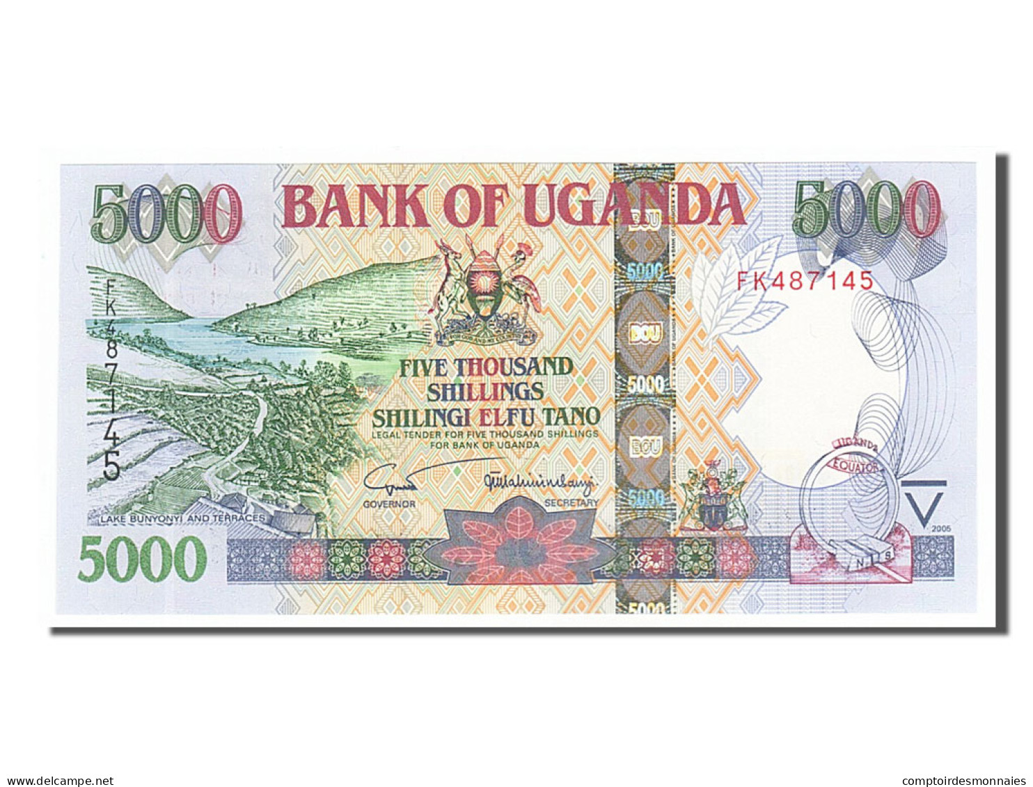 Billet, Uganda, 5000 Shillings, 2005, NEUF - Oeganda