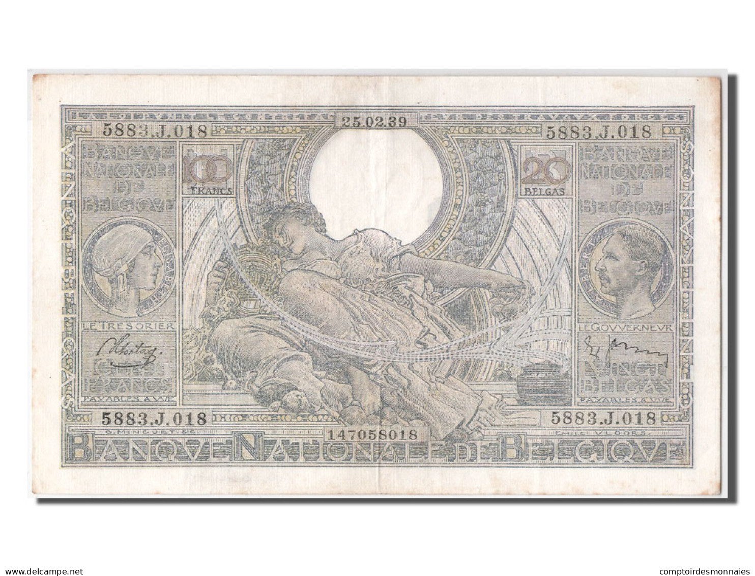 Billet, Belgique, 100 Francs-20 Belgas, 1939, 1939-02-25, SUP - 100 Frank & 100 Frank-20 Belgas