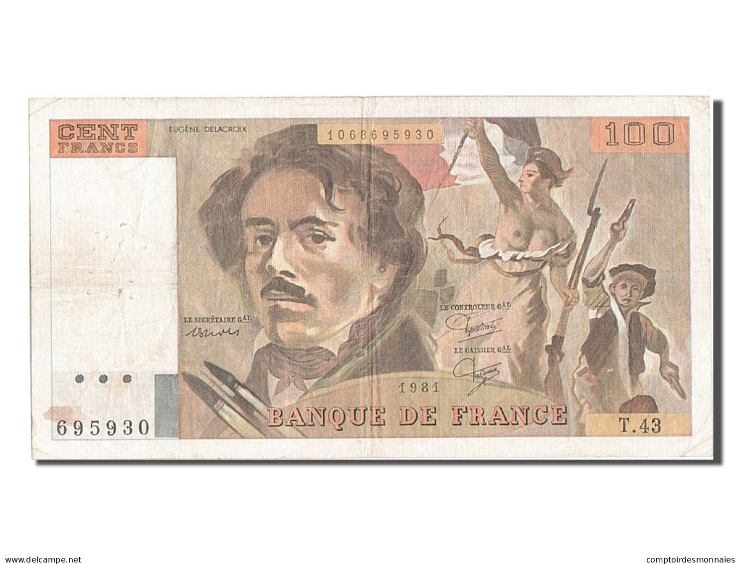 Billet, France, 100 Francs, 100 F 1978-1995 ''Delacroix'', 1981, TB - 100 F 1978-1995 ''Delacroix''